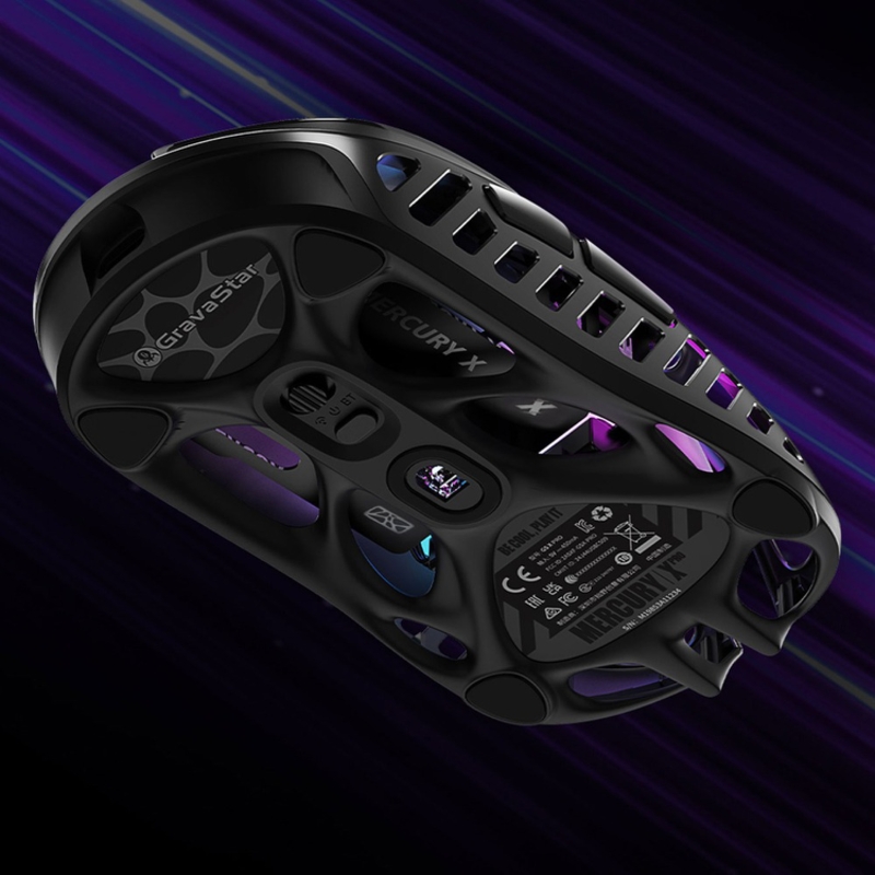 Мышь Gravastar Mercury X, USB-C, Bluetooth, радиоканал, 32000 dpi, чёрный, подсветка, фото 6