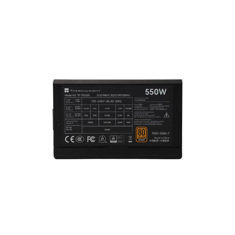 Блок питания Thermalright TR-TB550S, 550 Вт, 80 PLUS Bronze, ATX, вентилятор 120x120 мм, фото 2