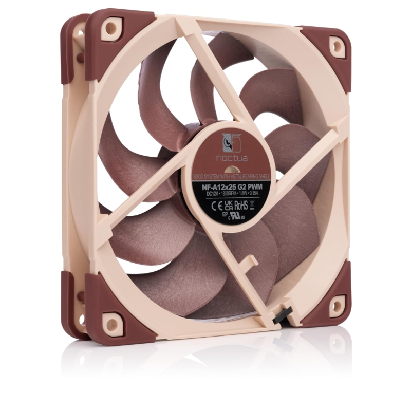 Корпусной вентилятор Noctua Cooler NF-A12x25 G2 PWM, вентилятор 120 мм, 1800 об/мин, бежевый, фото 2