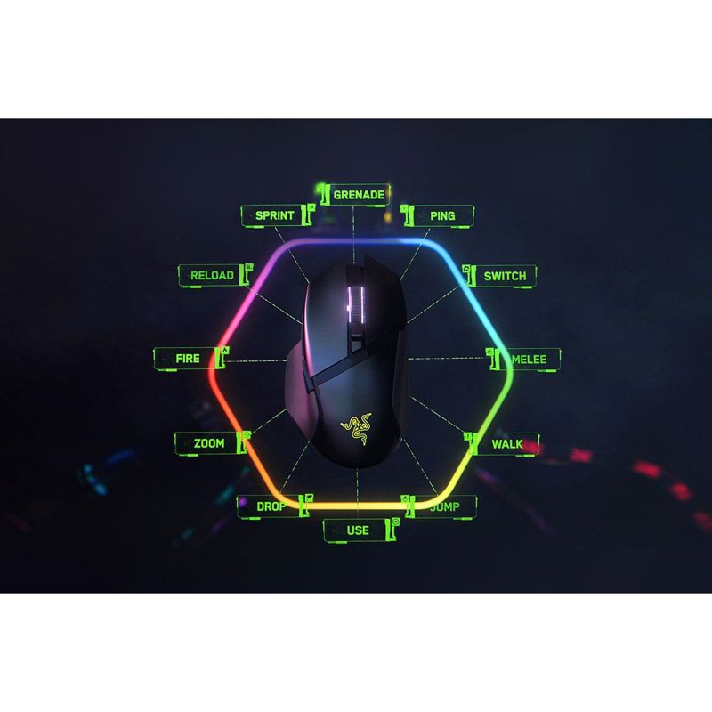 Мышь Razer Basilisk V3 Pro 35K, радиоканал, 35000 dpi, чёрный, подсветка, фото 14