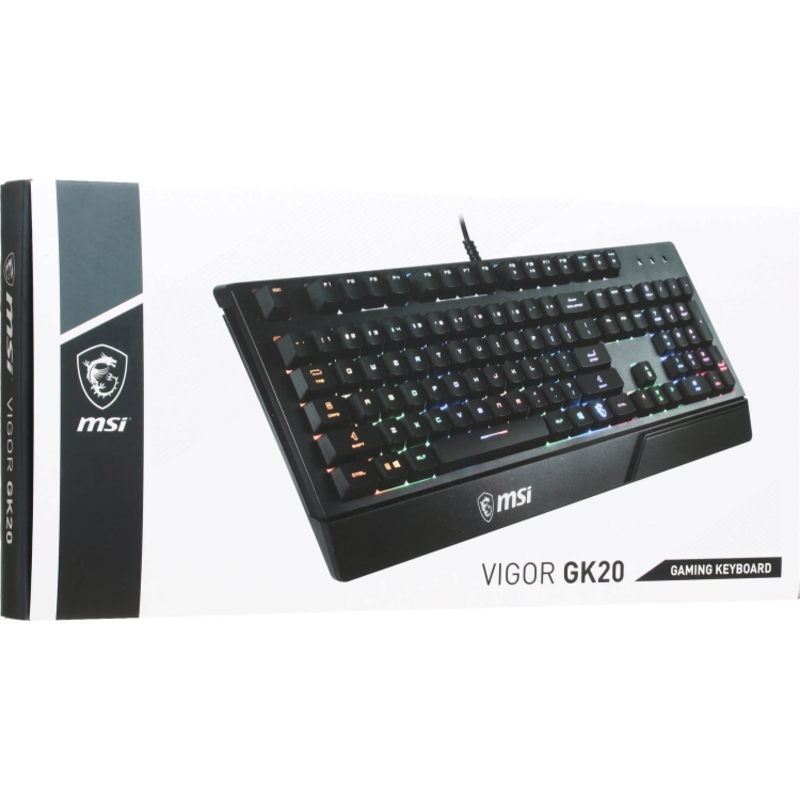 Клавиатура MSI VIGOR GK20 RU, проводное подключение, USB-A, мембранные, чёрный, подсветка, фото 16