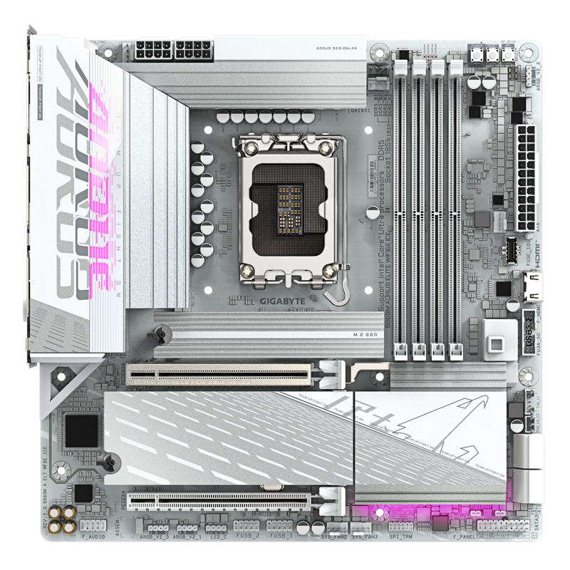 Материнская плата Gigabyte B860M A ELT WF6E ICE, LGA1851, Intel B860, Micro-ATX, DDR5
