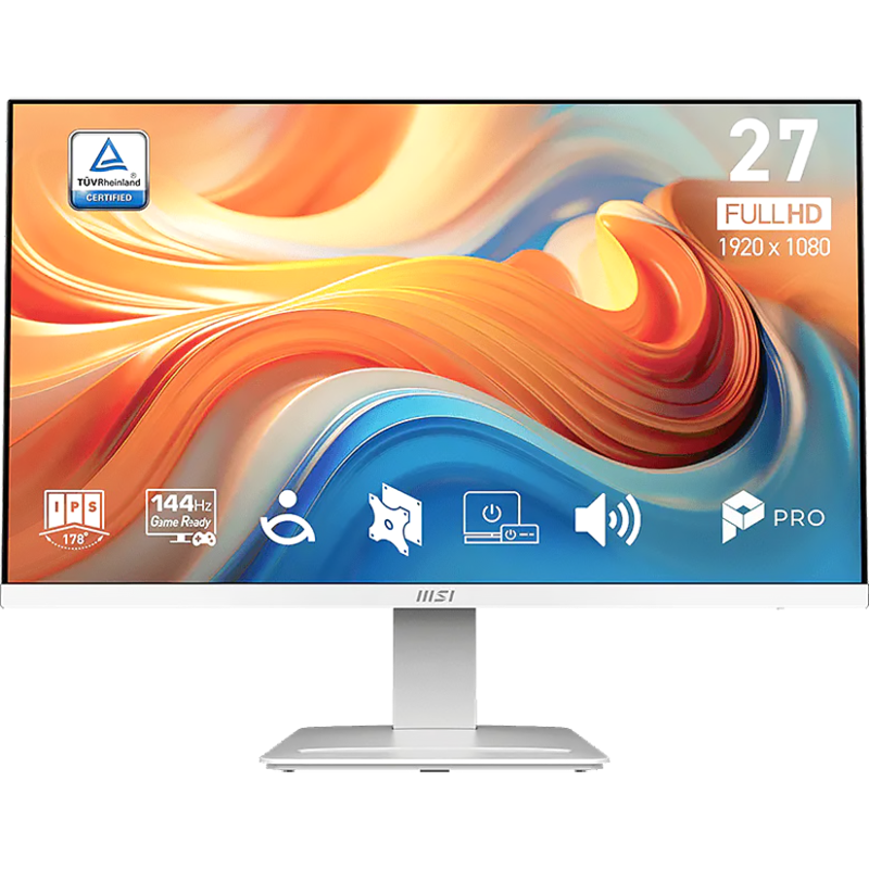 Монитор MSI PRO MP273W E14A, 27 дюймов, 1920x1080, 144 Гц, IPS, 250 кд/м², белый