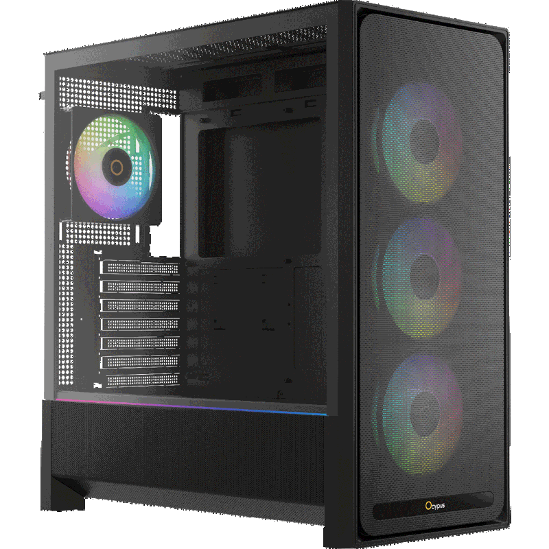 Корпус для ПК Ocypus Delta C70 BK ARGB, Midi Tower, чёрный, под ATX, E-ATX, mATX, Mini-ITX