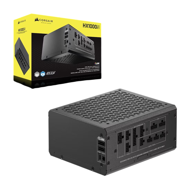 Блок питания Corsair HX1000i SHIFT, 1000 Вт, 80 PLUS Platinum, ATX, активный PFC, вентилятор 140x140 мм, фото 2