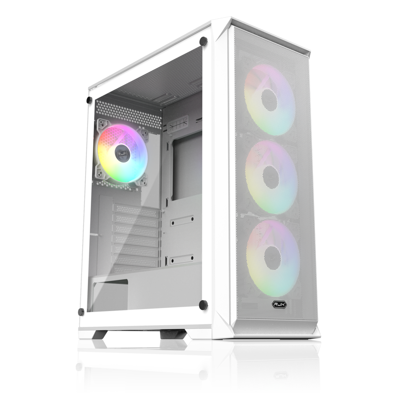 Корпус для ПК Raijintek ARCADIA 41-MS4, Midi Tower, белый, под ATX, mATX, mITX, подсветка ARGB