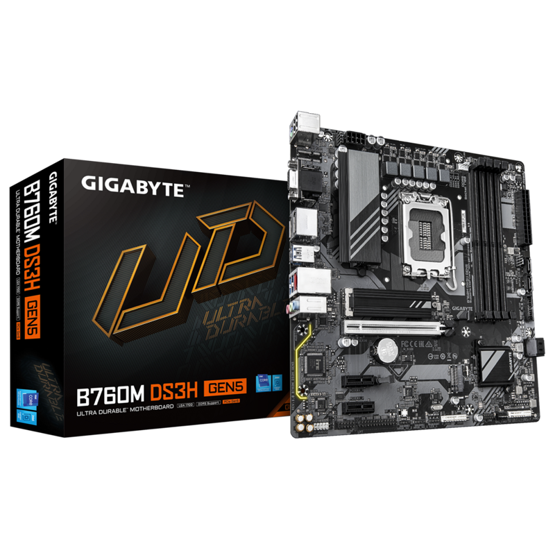 Материнская плата Gigabyte B760M DS3H GEN5, LGA1700, Intel B760, Micro-ATX, DDR5