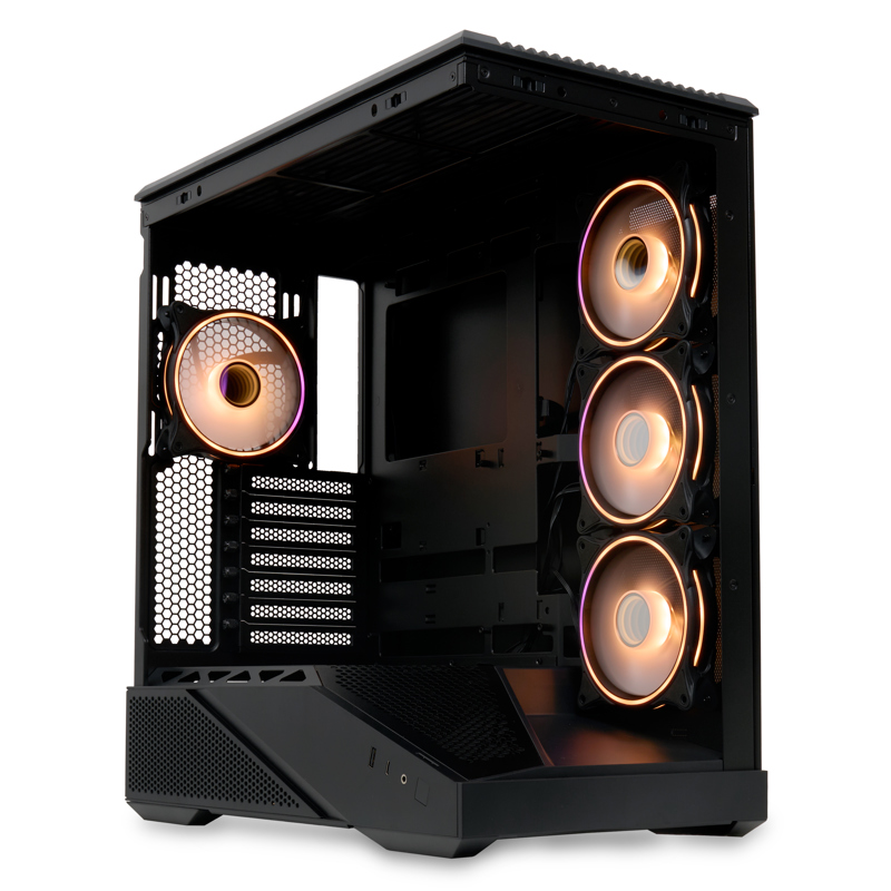 Корпус для ПК Hspd F711, Full Tower, чёрный, под ATX, mATX, mITX, материал закалённое стекло, сталь, фото 3