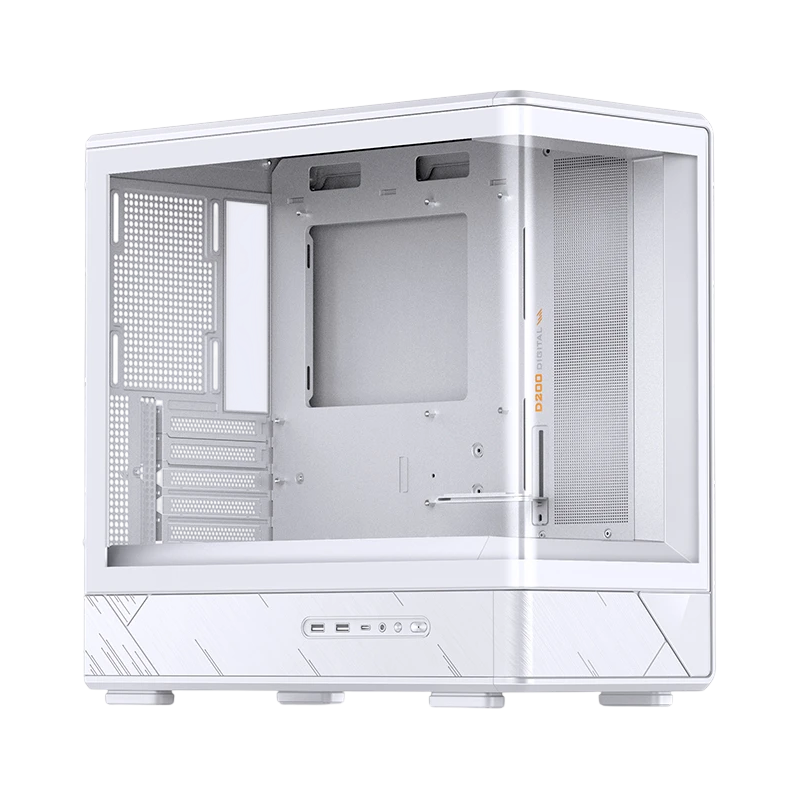 Корпус для ПК Jonsbo D200, Mini Tower, белый, под mATX, Mini-ITX, материал закалённое стекло, сталь