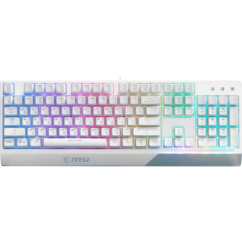 Клавиатура MSI VIGOR GK30, проводное подключение, USB-A, плунжерные, белый, подсветка
