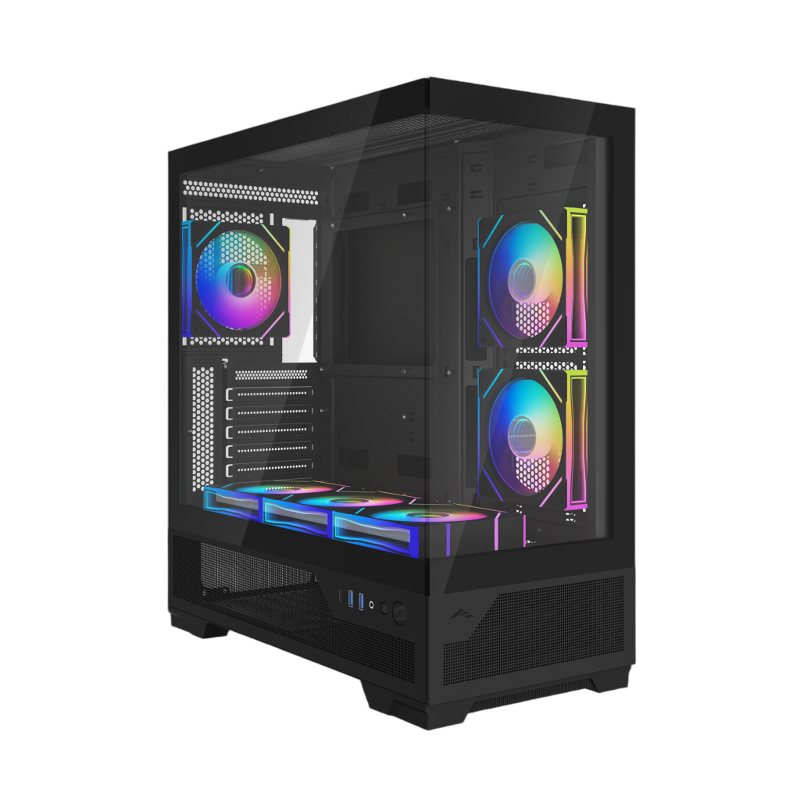 Корпус для ПК Sama V43, Midi Tower, чёрный, под ATX, mATX, Mini-ITX, подсветка ARGB