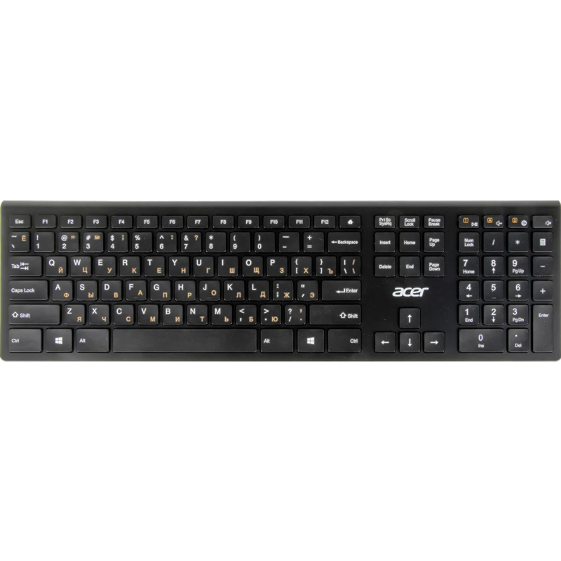 Клавиатура Acer OKR020 2.4G slim Multimedia, радиоканал, ножничные, чёрный