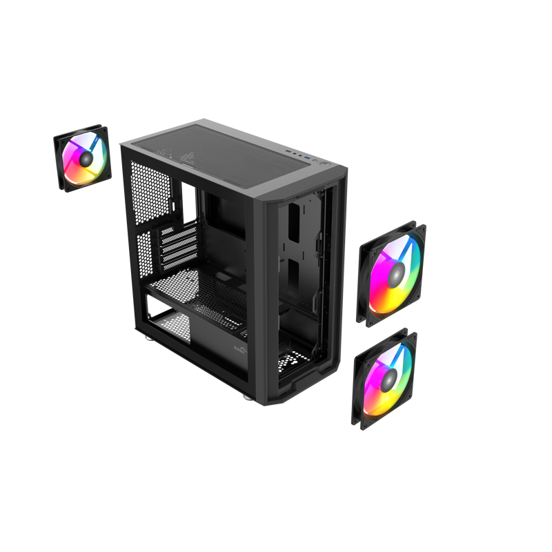 Корпус для ПК Sama S30, Midi Tower, чёрный, под mATX, mITX, материал закалённое стекло, сталь, фото 3