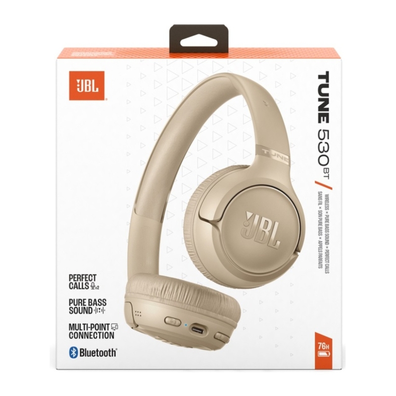 Наушники JBL T530BT, Bluetooth 6.0, USB Type-C, накладные, бежевый, крепление оголовье, фото 10