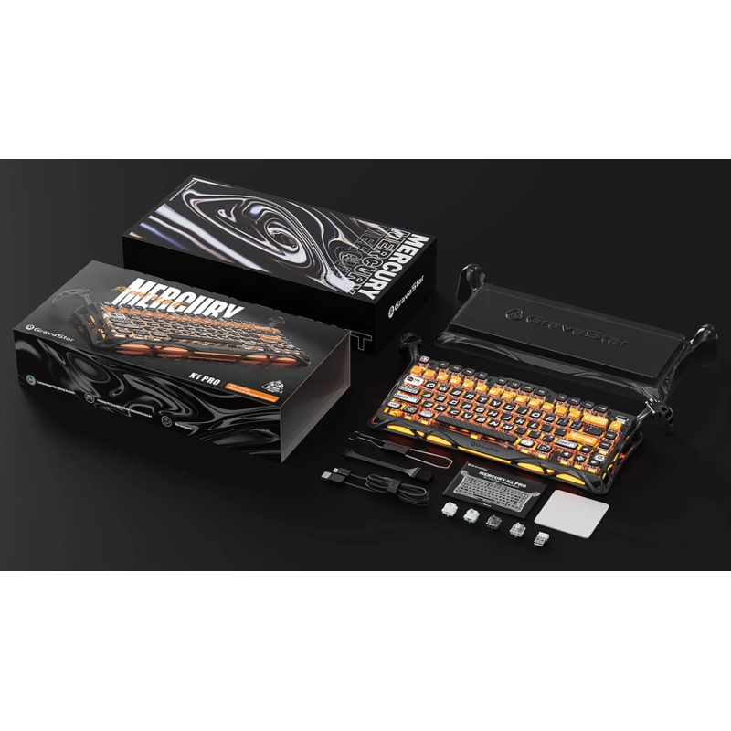 Клавиатура Gravastar Mercury K1 Pro BO BLK, USB-C, Bluetooth, радиоканал, механические, чёрный, фото 7