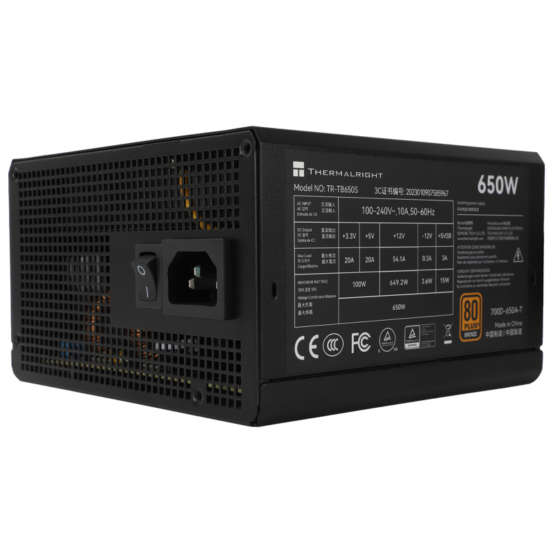 Блок питания Thermalright TR-TB650S, 650 Вт, 80 PLUS Bronze, ATX, вентилятор 120x120 мм, фото 4