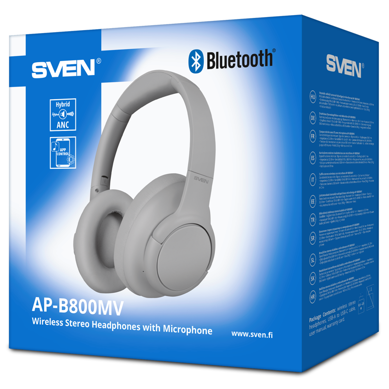 Беспроводные стереонаушники с микрофоном SVEN AP-B800MV, серый (Bluetooth, hybrid ANC, APP, 4 mics 500mAh) (SV-022747), фото 5