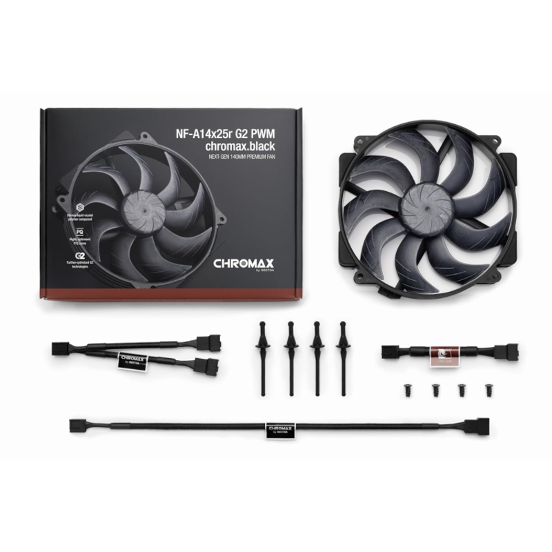 Корпусной вентилятор Noctua Cooler NF-A14x25r G2 PWM chromax.black.swap, 1500 об/мин, фото 6