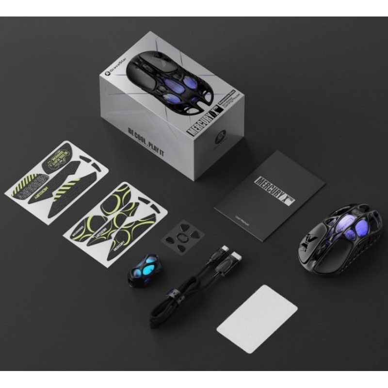 Мышь Gravastar Mercury X Pro Galaxy, USB-C, Bluetooth, радиоканал, 32000 dpi, чёрный, подсветка, фото 7