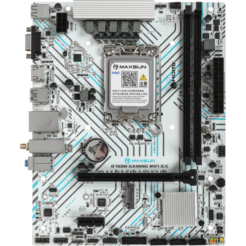 Материнская плата Maxsun MS-B760M WIFI ICE, LGA1700, Intel B760, Micro-ATX, DDR4