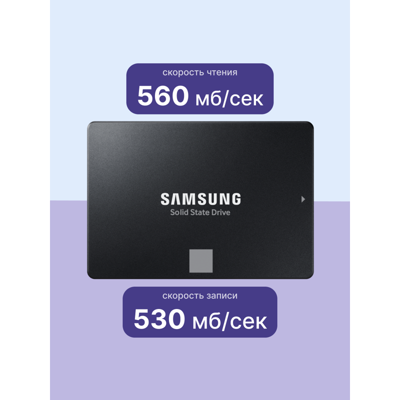Твердотельный накопитель Samsung SSD 870 EVO, 1 ТБ, MLC, чтение 560 МБ/с, 600 ТБ, фото 3