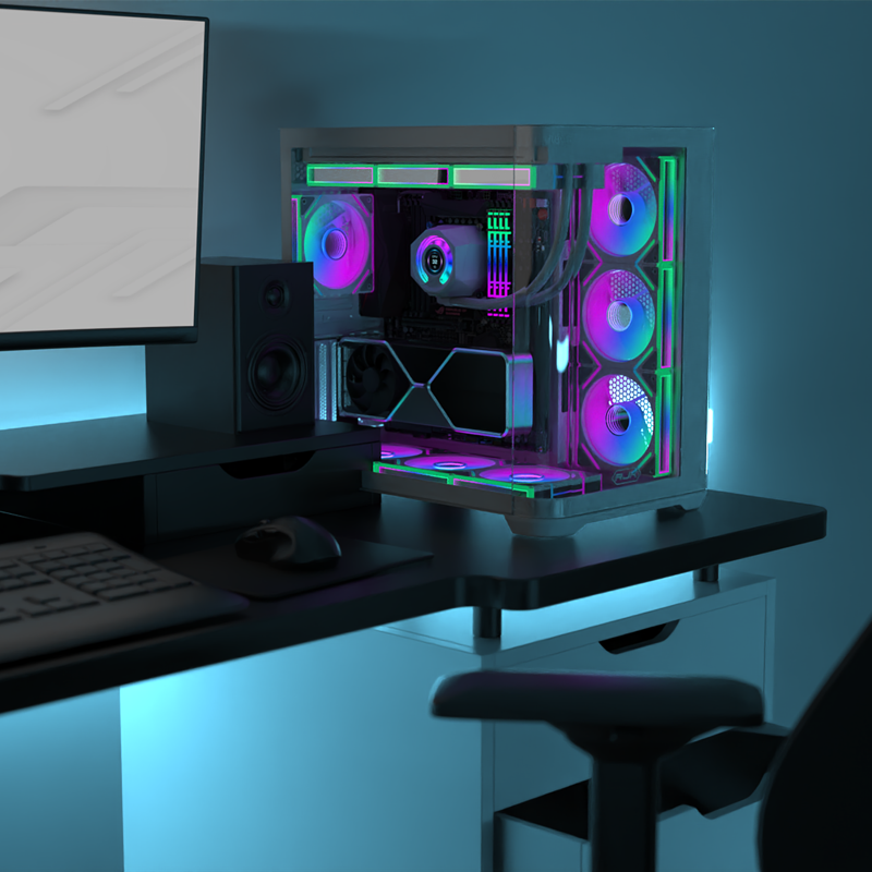 Корпус для ПК Raijintek ATREUS BT4, Midi Tower, чёрный, под ATX, E-ATX, mATX, Mini-ITX, подсветка ARGB, фото 11