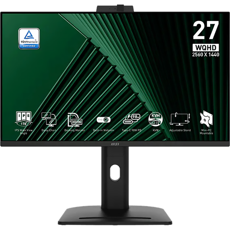 Монитор MSI PRO MP275QPDG, 27 дюймов, 2560x1440, 100 Гц, IPS, чёрный, формат 16:9