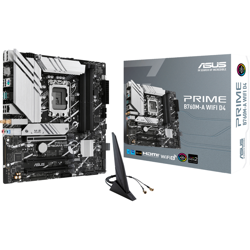 Материнская плата ASUS PRIME B760M-A WIFI D4, LGA1700, Intel B760, Micro-ATX, DDR4
