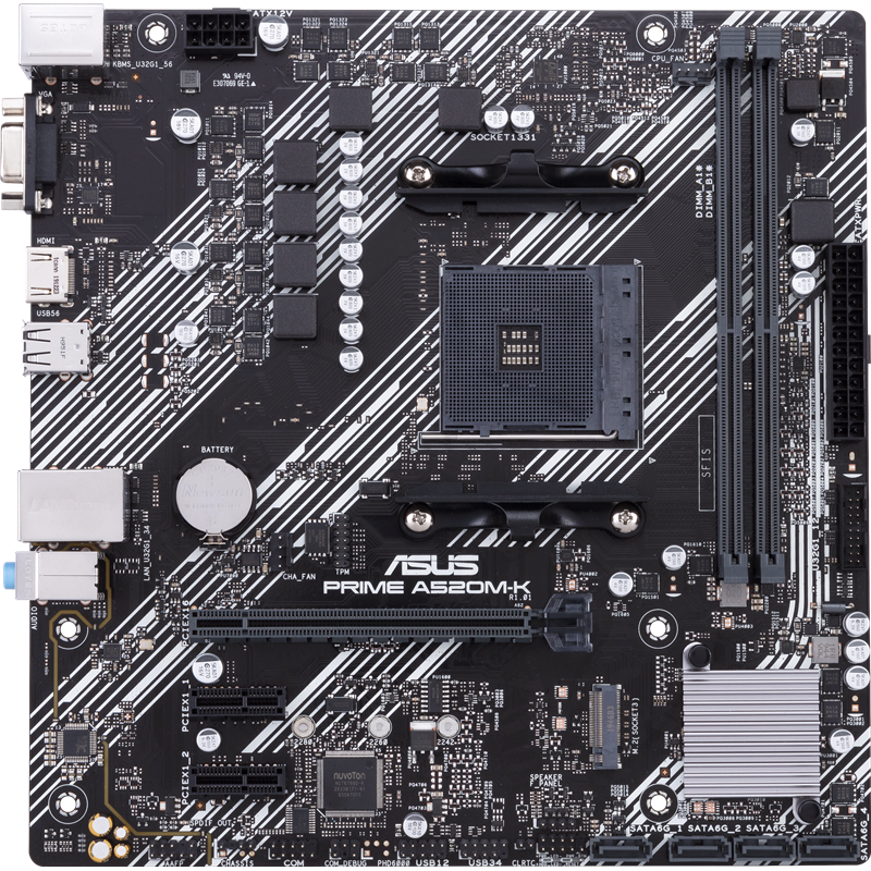 Материнская плата ASUS PRIME A520M-K, AM4, AMD A520, Micro-ATX, DDR4, фото 2