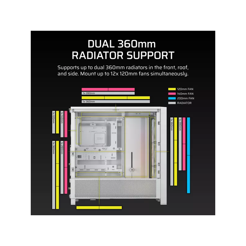 Корпус для ПК Corsair Frame 4000D RS ARGB, Midi Tower, белый, под ATX, E-ATX, mATX, Mini-ITX, фото 5