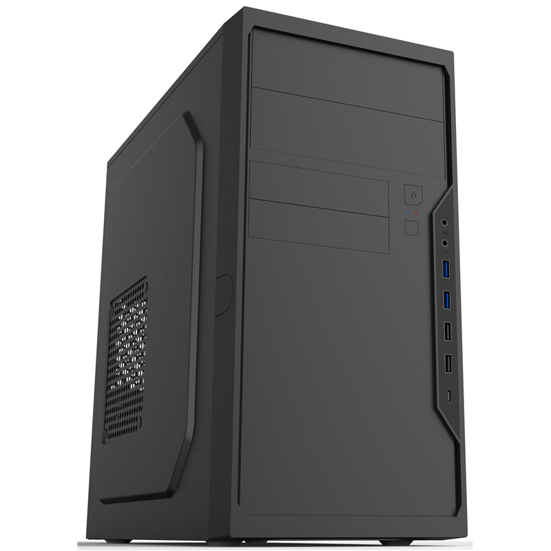 Корпус для ПК Foxline FL-733R-FZ450R-U32C-PH, Mini Tower, с БП 450 Вт, чёрный