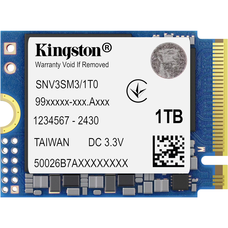 Твердотельный накопитель Kingston SSD NV3, 1 ТБ, 3D TLC, чтение 6000 МБ/с, 320 ТБ, M.2 2230