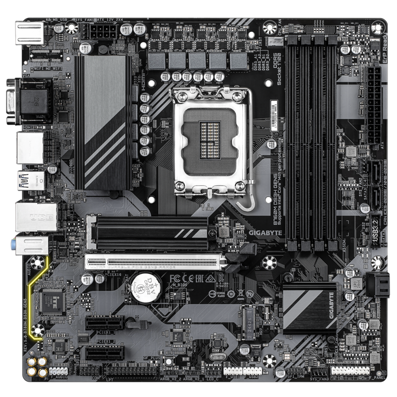 Материнская плата Gigabyte B760M DS3H GEN5, LGA1700, Intel B760, Micro-ATX, DDR5, фото 2