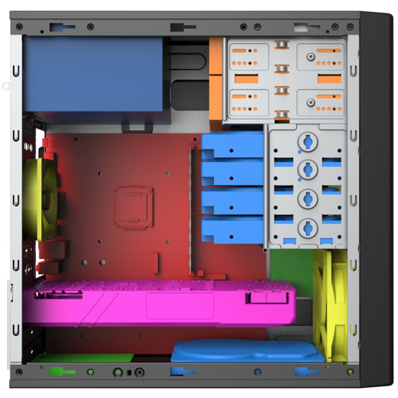 Корпус для ПК Foxline FL-733R, Mini Tower, чёрный, под mATX, Mini-ITX, материал пластик, сталь, фото 3