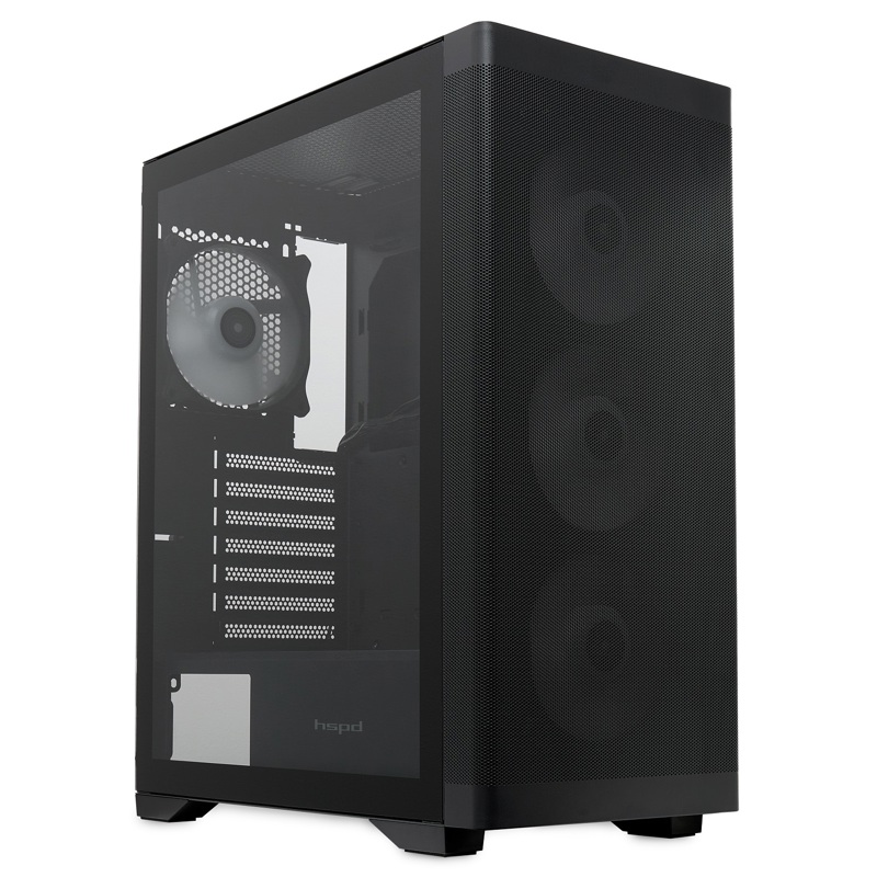 Корпус для ПК Hspd M520, Midi Tower, чёрный, под ATX, mATX, Mini-ITX, материал закалённое стекло, сталь, фото 3