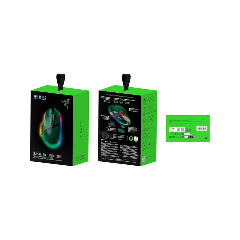 Мышь Razer Basilisk V3 Pro 35K - Phantom Green, USB-C, Bluetooth, радиоканал, 35000 dpi, зелёный, фото 9