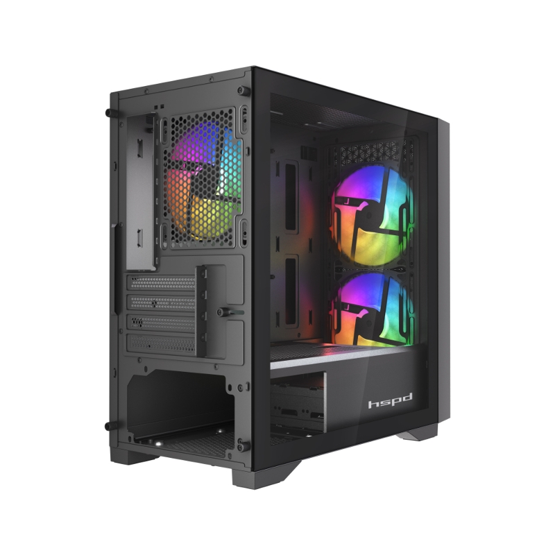 Корпус для ПК Hspd M335, Mini Tower, чёрный, под mATX, Mini-ITX, подсветка ARGB, фото 4