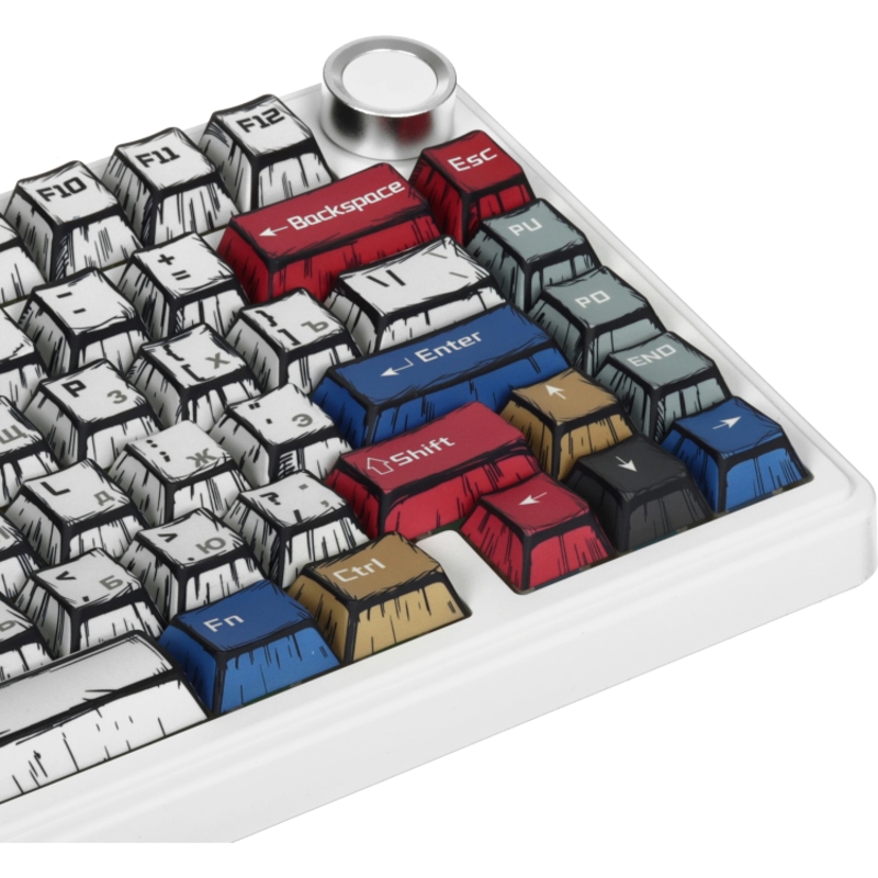 Клавиатура AULA F75 Comic Keycap Reaper, USB-A, Bluetooth, радиоканал, механические, белый, подсветка, фото 4