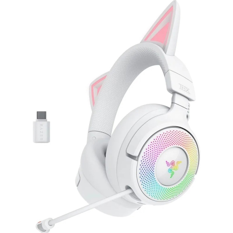 Гарнитура Razer Kraken Kitty V3 Pro, радиоканал, Bluetooth 5.3, полноразмерные, белый, для геймеров, фото 2
