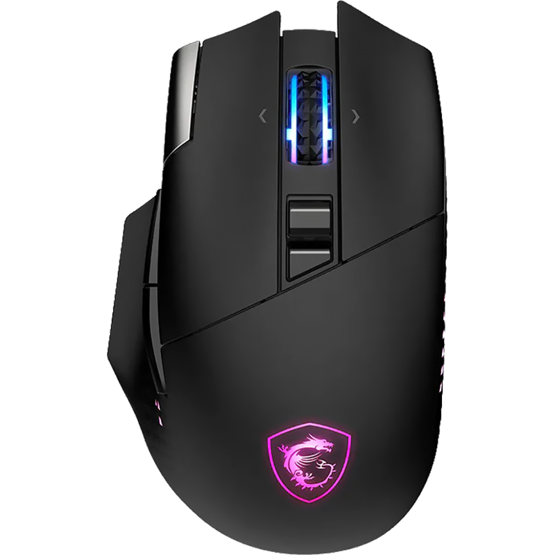 Мышь MSI VERSA PRO W, USB-A, Bluetooth, радиоканал, 26000 dpi, чёрный, подсветка