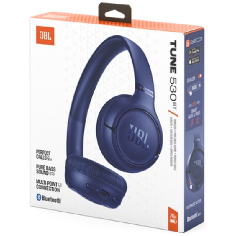 Наушники JBL T530BT, Bluetooth 6.0, USB Type-C, накладные, синий, крепление оголовье, фото 10