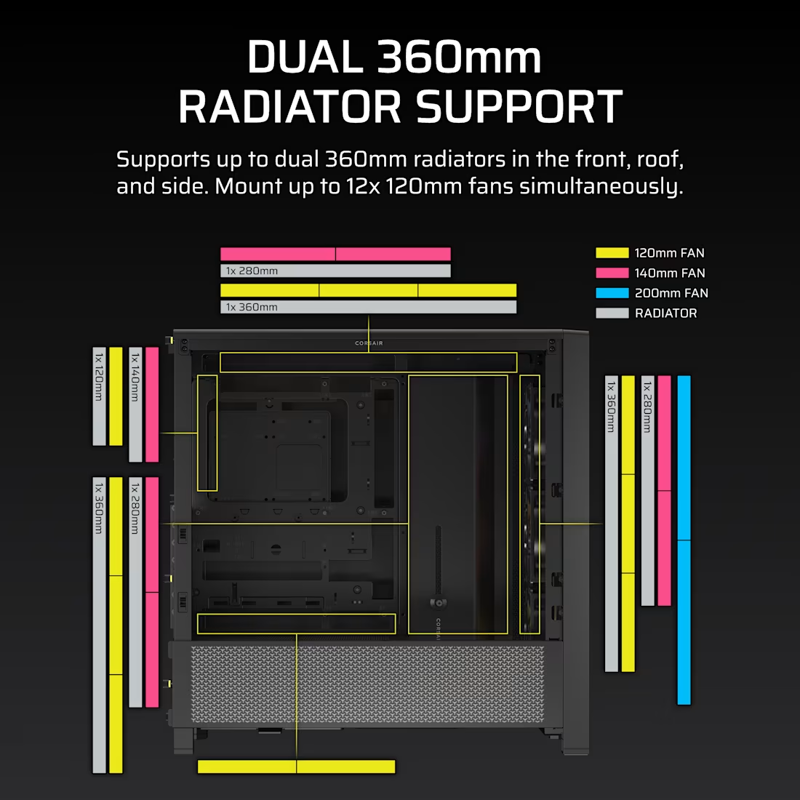 Корпус для ПК Corsair Frame 4000D RS ARGB, Midi Tower, чёрный, под ATX, E-ATX, mATX, Mini-ITX, фото 32