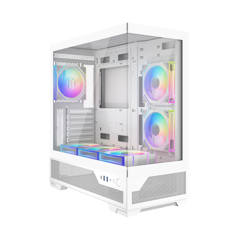 Корпус для ПК Sama V43, Midi Tower, белый, под ATX, mATX, Mini-ITX, подсветка ARGB