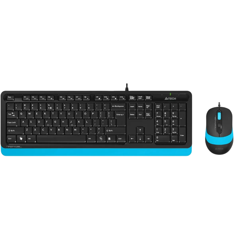 Комплект клавиатура и мышь A4Tech + Fstyler F1010, проводное подключение, USB-A, чёрный, раскладка RU/US