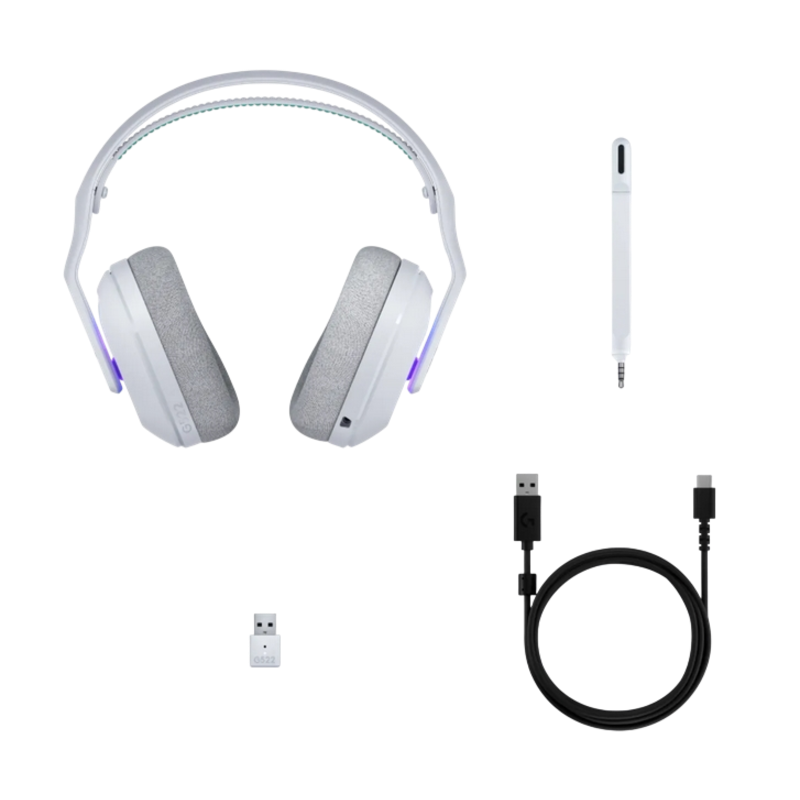 Гарнитура Logitech G522 LIGHTSPEED, радиоканал, Bluetooth 5.3, USB Type-C, полноразмерные, белый, фото 16