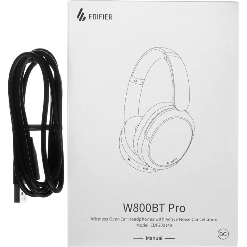 Гарнитура Edifier W800BT Pro, Bluetooth 5.4, USB Type-C, полноразмерные, чёрный, микрофон встроенный, фото 7