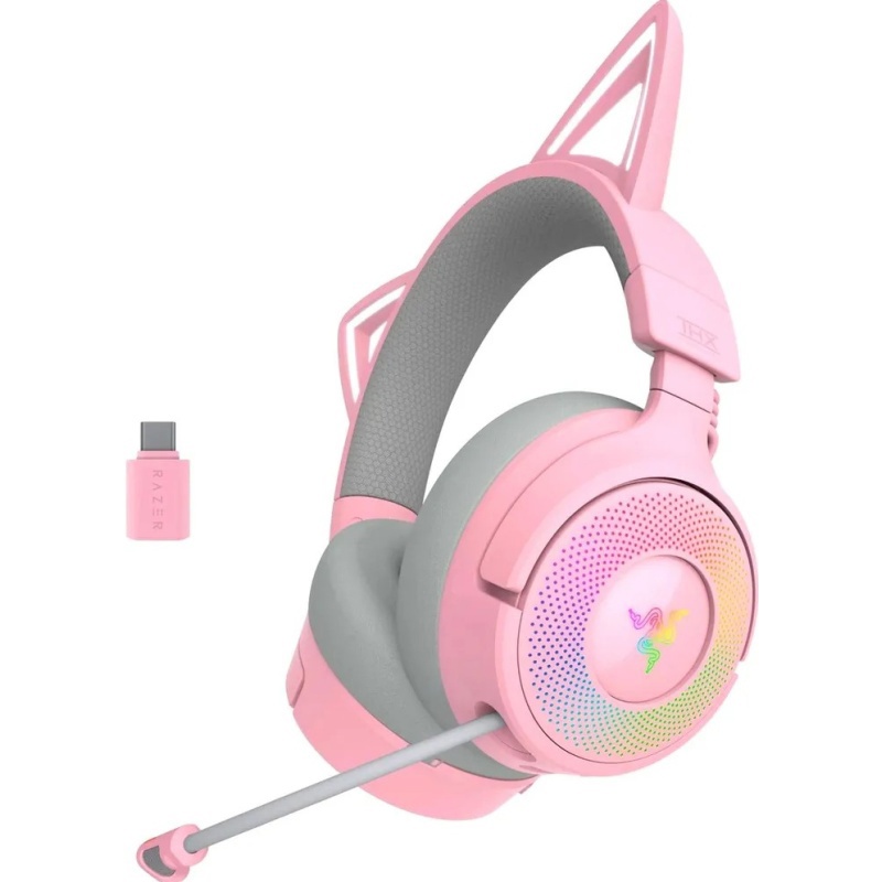 Гарнитура Razer Kraken Kitty V3 Pro - Quartz, Bluetooth 5.3, полноразмерные, розовый, для геймеров, фото 2