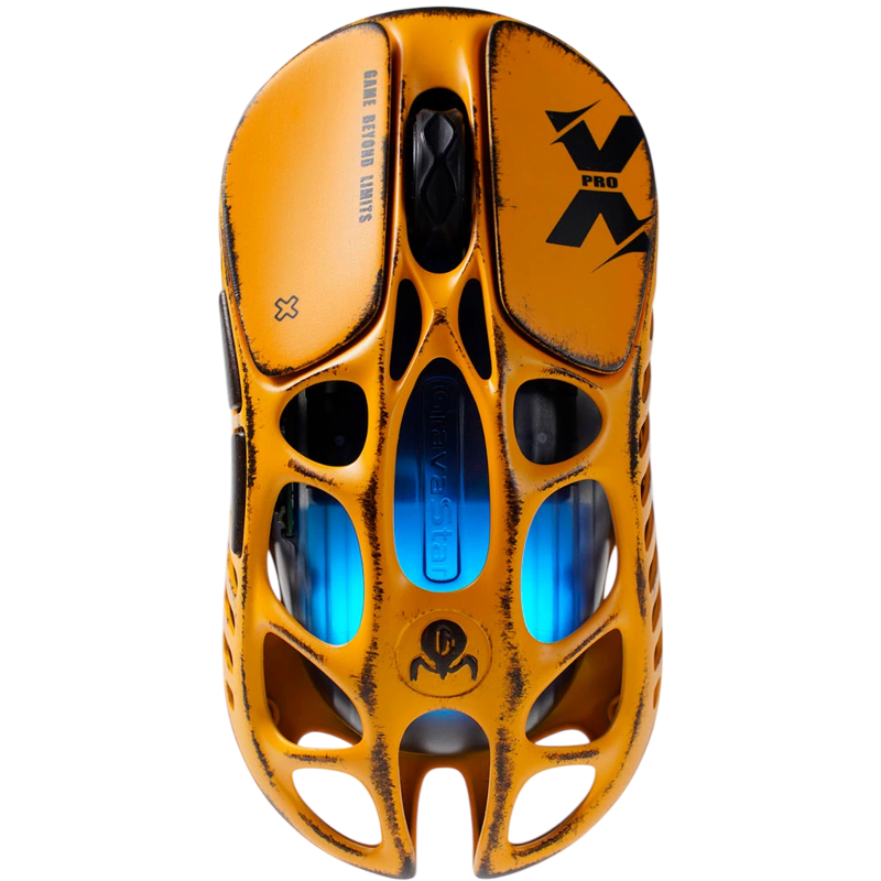 Мышь Gravastar Mercury X Pro, USB-C, Bluetooth, радиоканал, 32000 dpi, жёлтый, подсветка