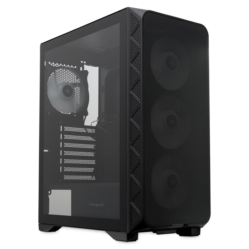 Корпус для ПК Hspd M521, Midi Tower, чёрный, под ATX, mATX, Mini-ITX, материал закалённое стекло, сталь, фото 7