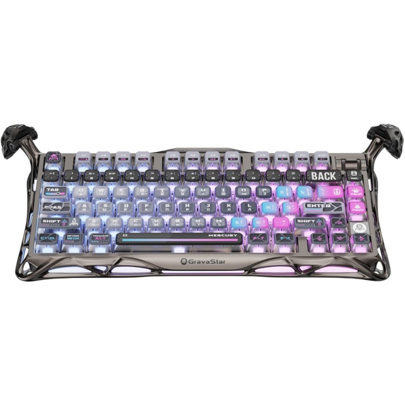 Клавиатура Gravastar Mercury K1 Pro RU, USB-C, Bluetooth, радиоканал, механические, серый, подсветка, фото 2